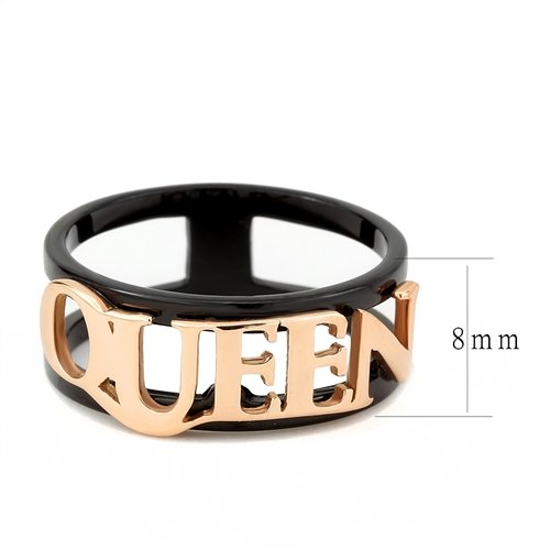 Jewellery Kingdom Ladies Rose Gold 8mm No Stone Black Stainless Steel Queen Ring Band - Jewelry Rings - British D'sire