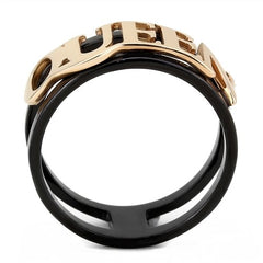 Jewellery Kingdom Ladies Rose Gold 8mm No Stone Black Stainless Steel Queen Ring Band - Jewelry Rings - British D'sire