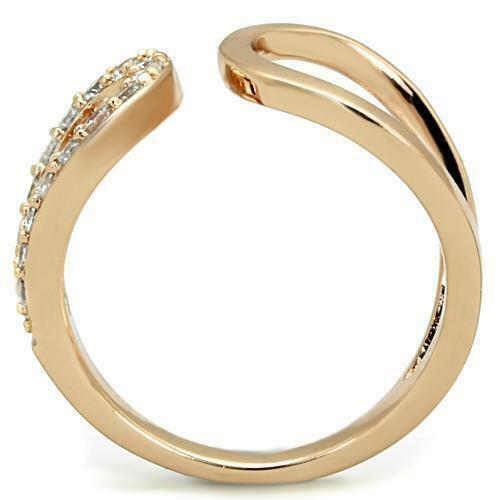 Jewellery Kingdom Ladies Rose Gold Band Open Simulated Diamonds 14kt Steel Ring - Jewelry Rings - British D'sire