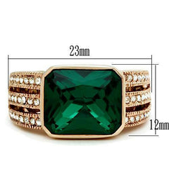 Jewellery Kingdom Ladies Rose Gold Emerald Bezel Steel 4 Carat Pave Cubic Zirconia Size J L Ring (Green) - Jewelry Rings - British D'sire