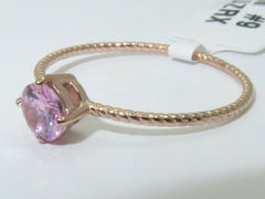 Jewellery Kingdom Ladies Rose Gold Sapphire Solitaire Rope 50 Carat 14kt Steel Ring (Pink) - Jewelry Rings - British D'sire