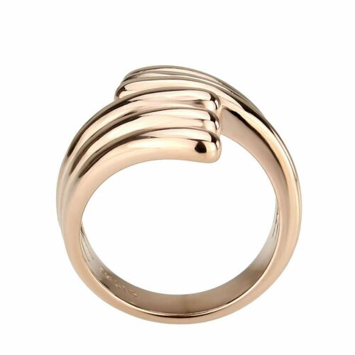 Jewellery Kingdom Ladies Rose No Stone Band 18kt Flat Stamped Steel Any Finger Ring (Gold) - Jewelry Rings - British D'sire