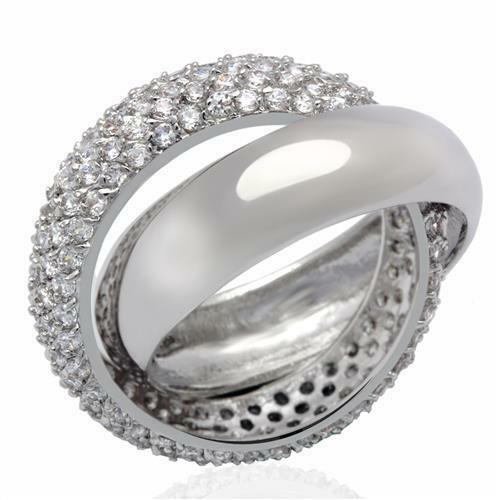 Jewellery Kingdom Ladies Russian Wedding Band 3 Wedding Pave Ring (Silver) - Jewelry Rings - British D'sire