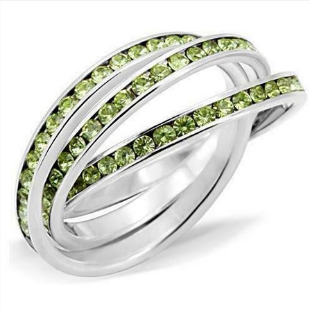 Jewellery Kingdom Ladies Russian Wedding Peridot CZ Sterling Silver Bands Rings (Green) - Jewelry Rings - British D'sire