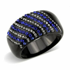 Jewellery Kingdom Ladies Sapphire Band 11mm Cubic Zirconia Stainless Steel Ring (Black) - Jewelry Rings - British D'sire