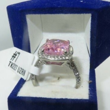 Jewellery Kingdom Ladies Sapphire Cushion Cut 8CT Ring (Silver Pink) - Jewelry Rings - British D'sire