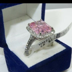 Jewellery Kingdom Ladies Sapphire Cushion Cut 8CT Ring (Silver Pink) - Jewelry Rings - British D'sire