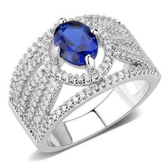 Jewellery Kingdom Ladies Sapphire Cz Oval 2 Carat Silver Rhodium Dress Pretty Ring (Blue) - Jewelry Rings - British D'sire