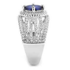 Jewellery Kingdom Ladies Sapphire Cz Oval 2 Carat Silver Rhodium Dress Pretty Ring (Blue) - Jewelry Rings - British D'sire