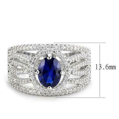 Jewellery Kingdom Ladies Sapphire Cz Oval 2 Carat Silver Rhodium Dress Pretty Ring (Blue) - Jewelry Rings - British D'sire