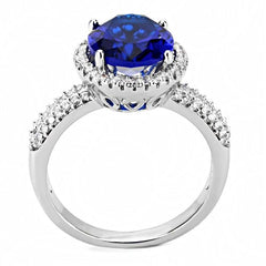 Jewellery Kingdom Ladies Sapphire Oval 6 Carat Solitaire Accent Cz Rhodium Ring (Blue Silver) - Jewelry Rings - British D'sire