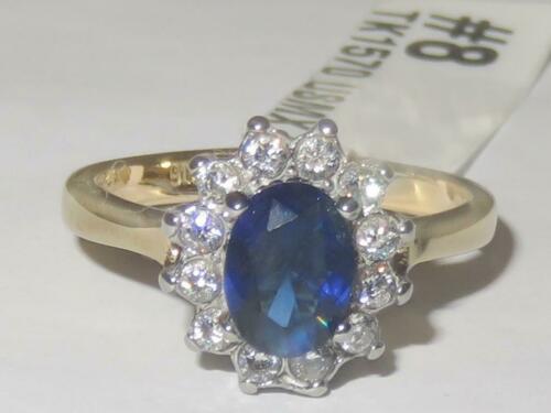 Jewellery Kingdom Ladies Sapphire Oval Cz Dress 18kt Steel Pretty Steel Gold Ring (Blue) - Jewelry Rings - British D'sire