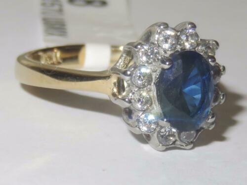 Jewellery Kingdom Ladies Sapphire Oval Cz Dress 18kt Steel Pretty Steel Gold Ring (Blue) - Jewelry Rings - British D'sire