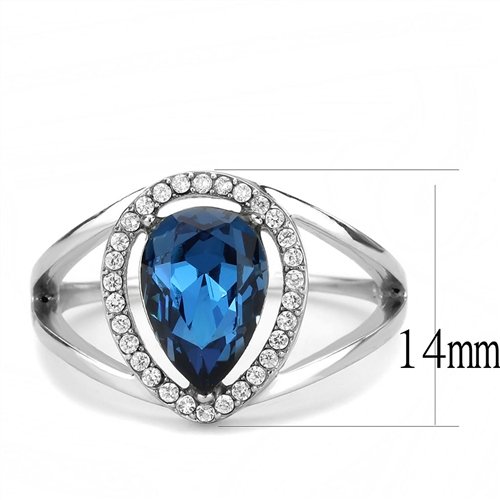 Jewellery Kingdom Ladies Sapphire Pear Cz 2.50 Carat Silver Stainless Steel Blue Montana Ring - Jewelry Rings - British D'sire