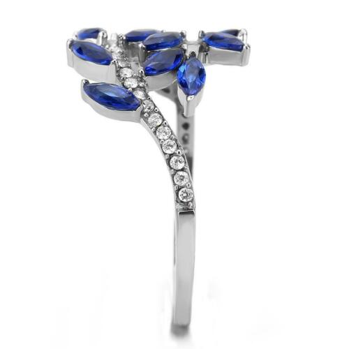 Jewellery Kingdom Ladies Sapphire Ring Marquise Blue Stainless Steel Sparkle Cubic Zircon - Jewelry Rings - British D'sire