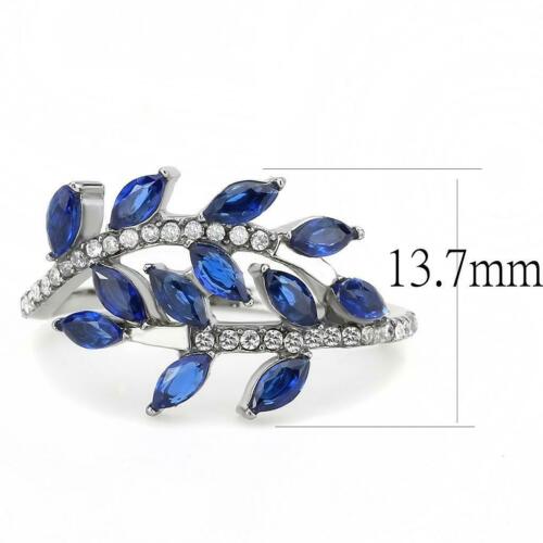 Jewellery Kingdom Ladies Sapphire Ring Marquise Blue Stainless Steel Sparkle Cubic Zircon - Jewelry Rings - British D'sire