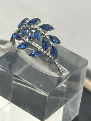 Jewellery Kingdom Ladies Sapphire Ring Marquise Blue Stainless Steel Sparkle Cubic Zircon - Jewelry Rings - British D'sire