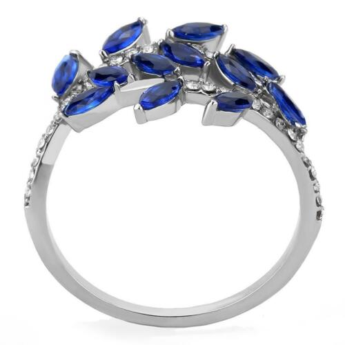 Jewellery Kingdom Ladies Sapphire Ring Marquise Blue Stainless Steel Sparkle Cubic Zircon - Jewelry Rings - British D'sire