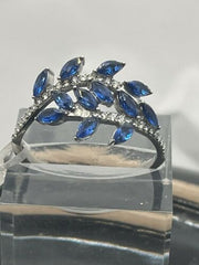 Jewellery Kingdom Ladies Sapphire Ring Marquise Blue Stainless Steel Sparkle Cubic Zircon - Jewelry Rings - British D'sire