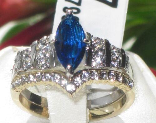 Jewellery Kingdom Ladies Sapphire Ring Set Marquise Gold Stainless Steel Wedding Engagement - Jewelry Rings - British D'sire