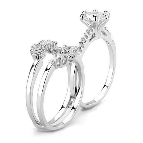 Jewellery Kingdom Ladies Set Cz Engagement Wedding Band Guards Baguettes Solitaire 2pcs Ring - Jewelry Rings - British D'sire