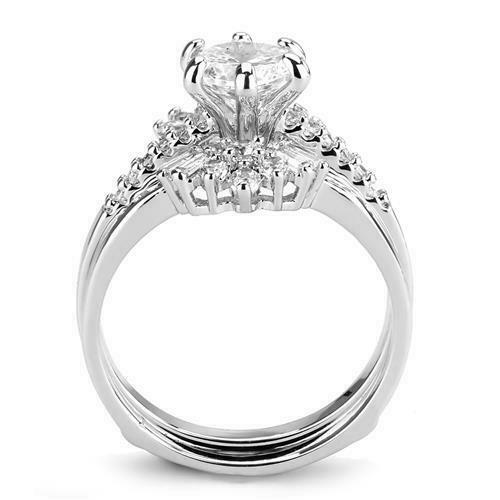 Jewellery Kingdom Ladies Set Cz Engagement Wedding Band Guards Baguettes Solitaire 2pcs Ring - Jewelry Rings - British D'sire