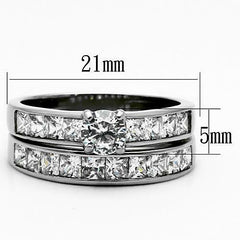 Jewellery Kingdom Ladies Set Engagement Wedding Band Princess Square Stainless Steel Ring - Engagement Rings - British D'sire