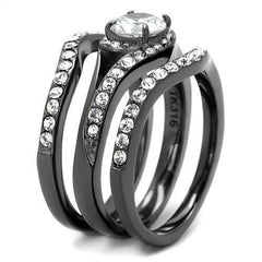 Jewellery Kingdom Ladies Set Engagement Wedding Bands 3pcs Gun Metal Grey 250 Carat Ring - Engagement Rings - British D'sire