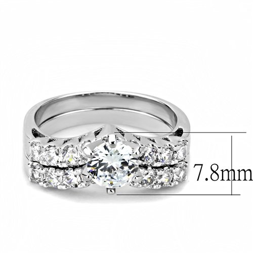 Jewellery Kingdom Ladies Set Wishbone Engagement Wedding Band Cubic Zirconia Ring - Jewelry Rings - British D'sire