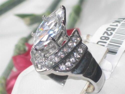 Jewellery Kingdom Ladies Silver Marquise Cut 4 Carat Cubic Zirconia Stainless Steel Ring - Jewelry Rings - British D'sire