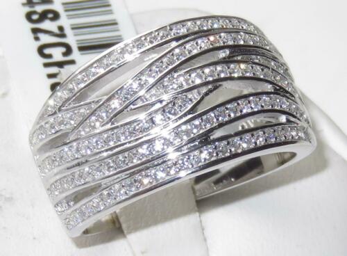 Jewellery Kingdom Ladies Silver Ring Sterling Band Pave Wavy Cubic Zirconia (Silver) - Jewelry Rings - British D'sire