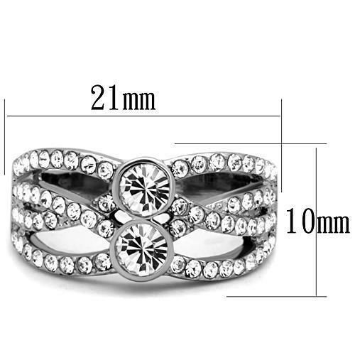 Jewellery Kingdom Ladies Silver Solitaires Cubic Zirconia Band Stainless Steel Ring - Jewelry Rings - British D'sire