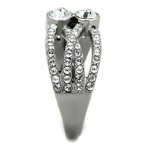 Jewellery Kingdom Ladies Silver Solitaires Cubic Zirconia Band Stainless Steel Ring - Jewelry Rings - British D'sire