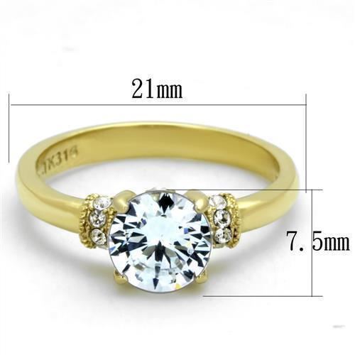 Jewellery Kingdom Ladies Simulated Diamond 1.50 Carat Steel Accent Engagement Dress Ring (Gold) - Jewelry Rings - British D'sire