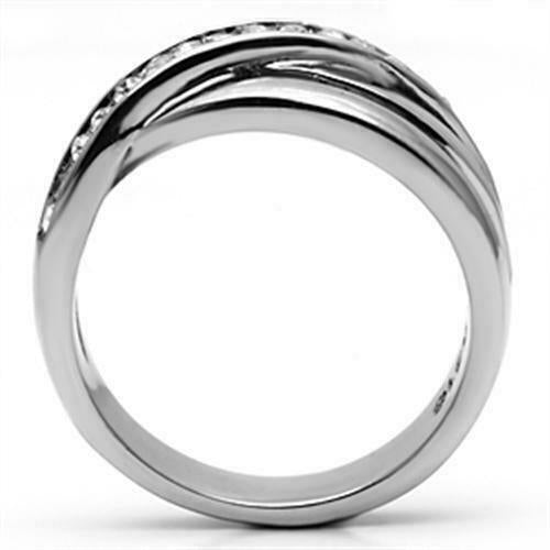 Jewellery Kingdom Ladies Simulated Diamonds Dress Crossover Ring Band (Silver) - Rings - British D'sire