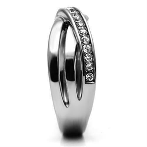 Jewellery Kingdom Ladies Simulated Diamonds Dress Crossover Ring Band (Silver) - Rings - British D'sire