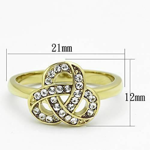 Jewellery Kingdom Ladies Simulated Diamonds Steel Cluster Knot Ring (Gold) - Jewelry Rings - British D'sire