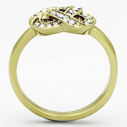 Jewellery Kingdom Ladies Simulated Diamonds Steel Cluster Knot Ring (Gold) - Jewelry Rings - British D'sire