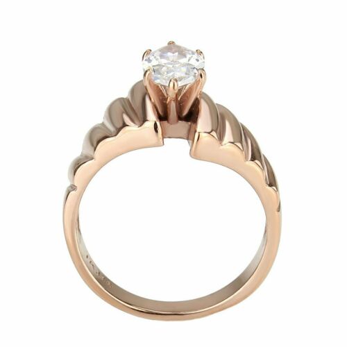 Jewellery Kingdom Ladies Solitaire 18k Rose Gold Cubic Zirconia Steel 2.50ct Marquise Ring - Jewelry Rings - British D'sire