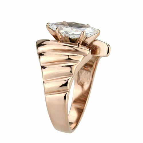 Jewellery Kingdom Ladies Solitaire 18k Rose Gold Cubic Zirconia Steel 2.50ct Marquise Ring - Jewelry Rings - British D'sire