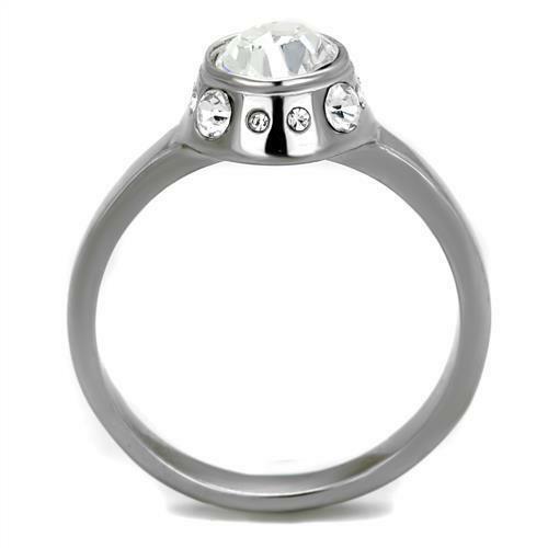 Jewellery Kingdom Ladies Solitaire 2ct Cz Stainless Steel Unique Ring (Silver) - Jewelry Rings - British D'sire