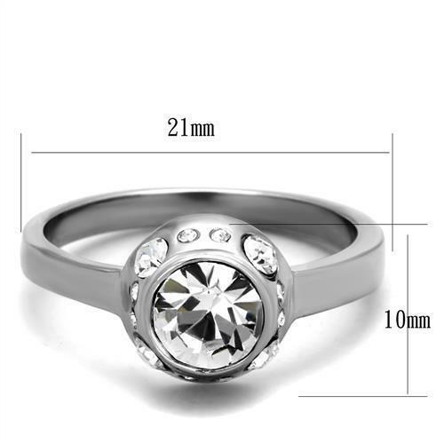 Jewellery Kingdom Ladies Solitaire 2ct Cz Stainless Steel Unique Ring (Silver) - Jewelry Rings - British D'sire