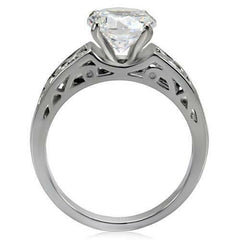 Jewellery Kingdom Ladies Solitaire 3 Carat Cubic Zirconia Grade Stainless Steel Silver Ring - Jewelry Rings - British D'sire