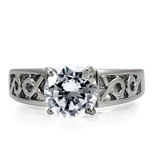 Jewellery Kingdom Ladies Solitaire 3 Carat Cubic Zirconia Grade Stainless Steel Silver Ring - Jewelry Rings - British D'sire