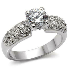 Jewellery Kingdom Ladies Solitaire 3 Carat Pave Cz Rhodium Engagement Ring (Silver) - Jewelry Rings - British D'sire