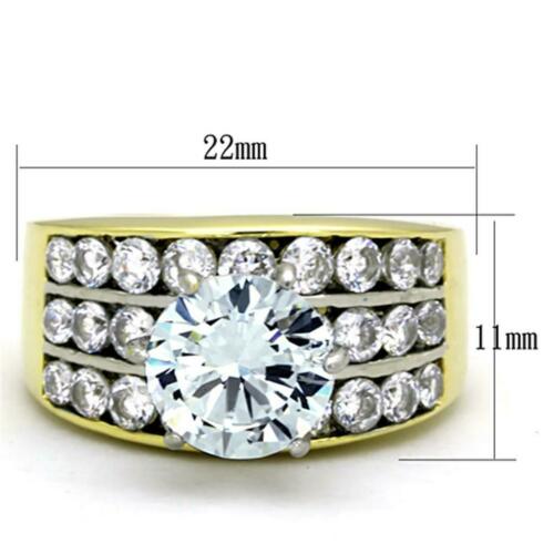 Jewellery Kingdom Ladies Solitaire Accents Channel Set 4 Carat Steel Ring (Gold) - Jewelry Rings - British D'sire