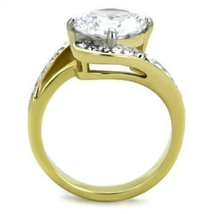 Jewellery Kingdom Ladies Solitaire Accents Cocktail 6K Cubic Zirconia Ring (Gold) - Rings - British D'sire