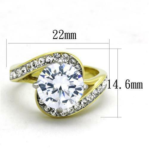 Jewellery Kingdom Ladies Solitaire Accents Cocktail 6K Cubic Zirconia Ring (Gold) - Rings - British D'sire