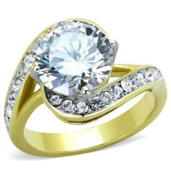 Jewellery Kingdom Ladies Solitaire Accents Cocktail 6K Cubic Zirconia Ring (Gold) - Rings - British D'sire