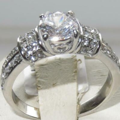 Jewellery Kingdom Ladies Solitaire Accents Pave Stainless Steel Cubic Zirconia Ring - Jewelry Rings - British D'sire